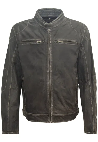 Mauritius Men's Grey Fabian Cf Leather Jacket, Granit In Gray