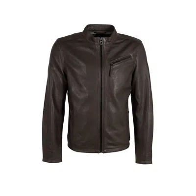 Mauritius Men Jaqua Leather Jacket In Dark Olive In Green