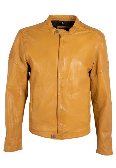 Mauritius Men's Yellow Lightweight Leather Jacket Solvic
