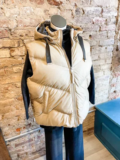 Mauritius Namica Leather Vest With Hood In Cream In White