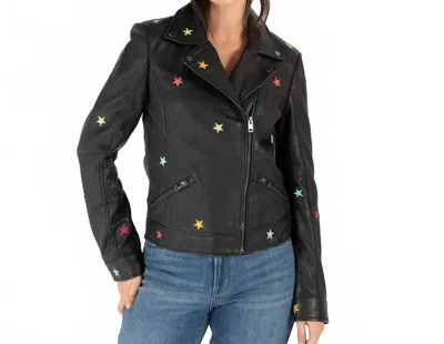 Mauritius Nanca Leather Jacket In Multi-stars In Black