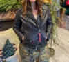 Mauritius Novelty Patch Black Leather Jacket In Black