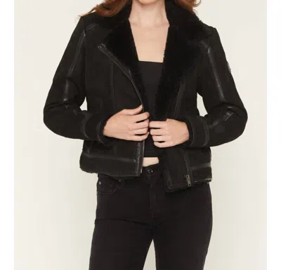 Mauritius Nubuck Moto Jacket In Black