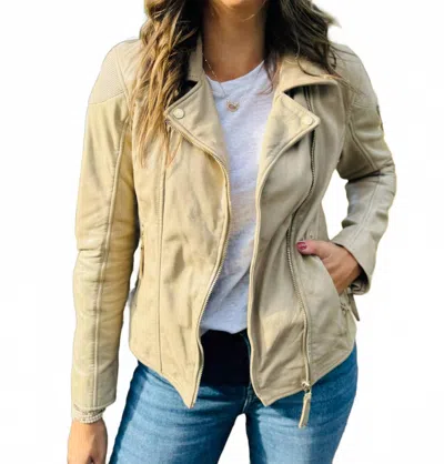 Mauritius Raizel Leather Jacket In Light Beige In Brown