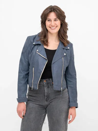 Mauritius Reanon Leather Jacket In Blue In Multi