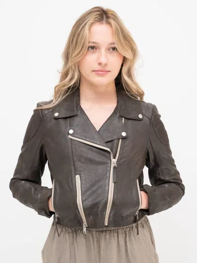Mauritius Reanon Leather Jacket In Brown
