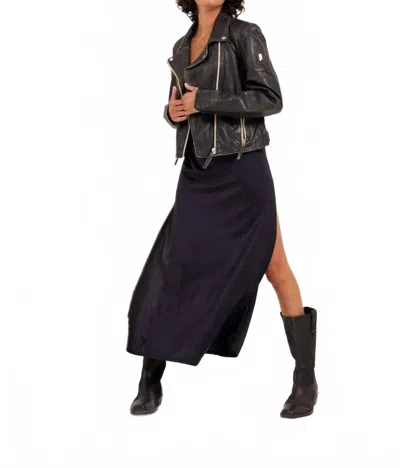 Mauritius Reanon Regular Fit Leather Jacket In Vintage Black