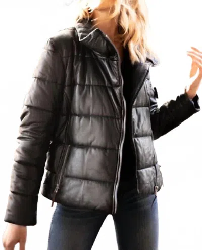 Mauritius Rena Leather Puffer Jacket In Black