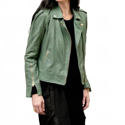 Mauritius Sinta Leather Jacket In Sage In Green