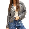 Mauritius Sofia Leather Jacket In Grey In Multi