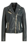 Mauritius Sofia Lambskin Moto Jacket In Blue