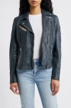 Mauritius Sofia Lambskin Moto Jacket In Gray