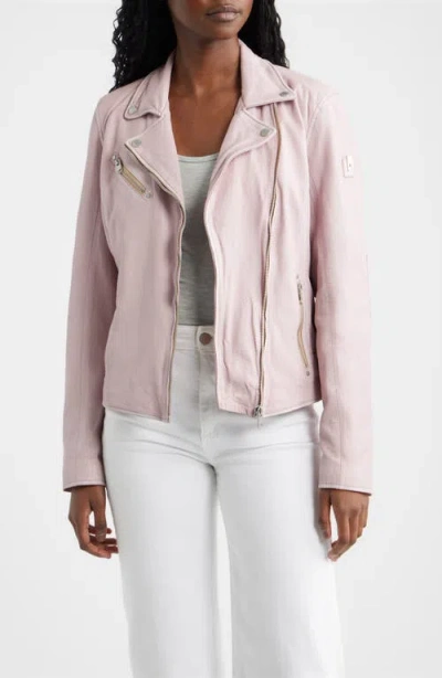 Mauritius Sofia Lambskin Moto Jacket In Pink