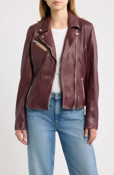 Mauritius Sofia Lambskin Moto Jacket In Wine