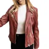 Mauritius Women's Red Sofia Rf Leather Jacket, Astro Dust In Multi