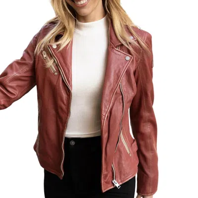Mauritius Women's Red Sofia Rf Leather Jacket, Astro Dust