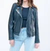 Mauritius Sofia Leather Jacket In Denim Blue In Blue