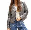 Mauritius Sofia Leather Jacket In Grey In Multi