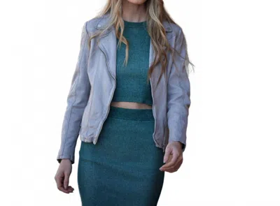 Mauritius Sofia Rf Leather Jacket In Winter Sky In Multi