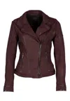 Mauritius Twila Rf Leather Moto Jacket In Wine In Red