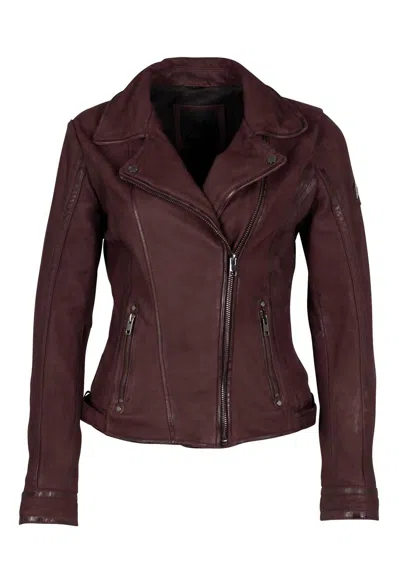 Mauritius Twila Rf Leather Moto Jacket In Wine In Pink/purple