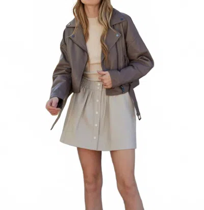Mauritius Vercy Oversized Leather Jacket In Taupe In Gray