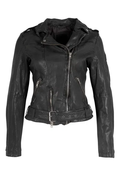 Mauritius Wild 2 Rf Leather Jacket In Dark Green In Black