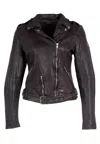 Mauritius Wild 2 Rf Leather Jacket In Dark Green In Purple