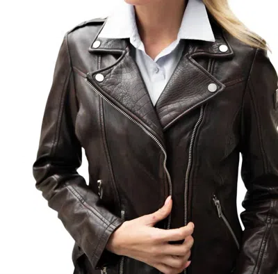 Mauritius Wild Leather Jacket In Mahogany In Black