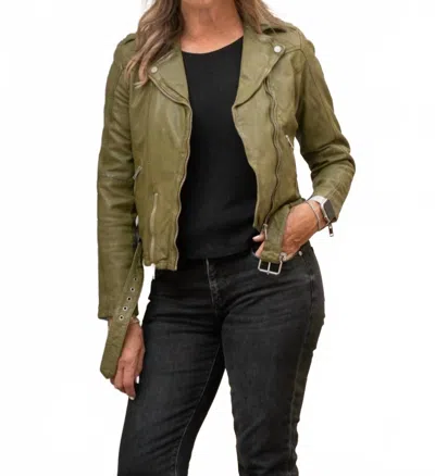 Mauritius Wild Leather Jacket In Olive In Green