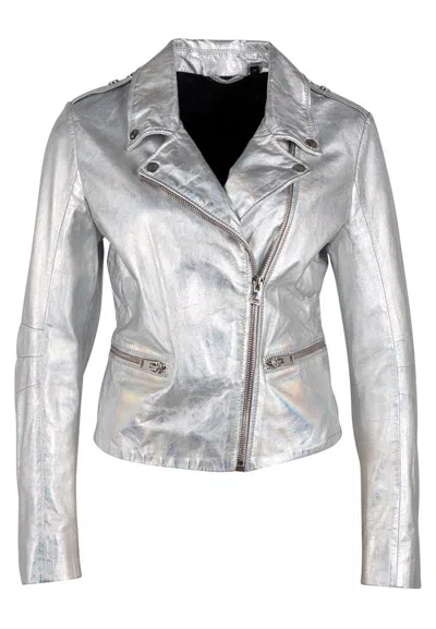 Mauritius Women's Adeni Rf Leather Jacket, Holographic In Black