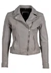 Mauritius Women's Aleeza Rf Leather Jacket, Light Grey In Grey