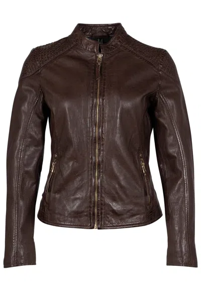 Mauritius Women's Alisah Rf Leather Jacket, Dark Brown