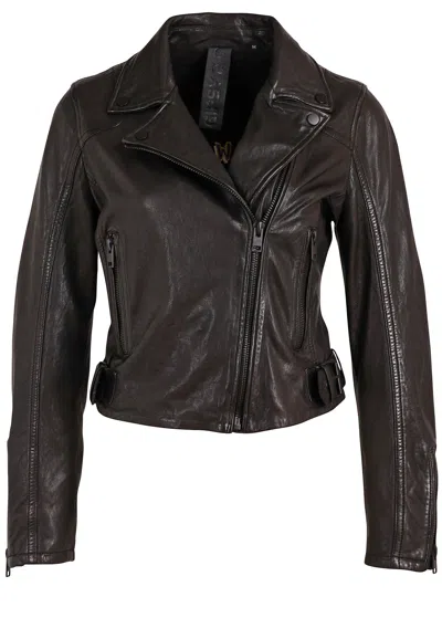 MAURITIUS WOMEN'S BITA RF LEATHER JACKET, BLACK