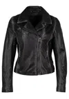 Mauritius Women's Black Christy Rf Star Detail Leather Jacket, Night Sky In Black