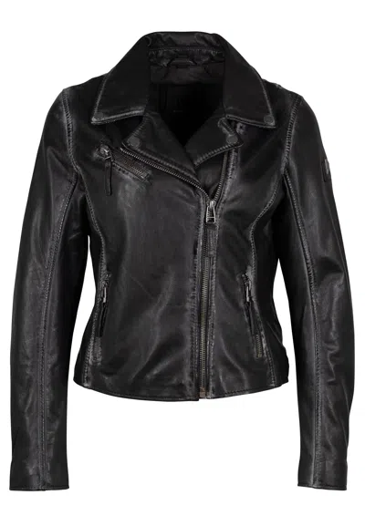 Mauritius Women's Black Christy Rf Star Detail Leather Jacket, Night Sky