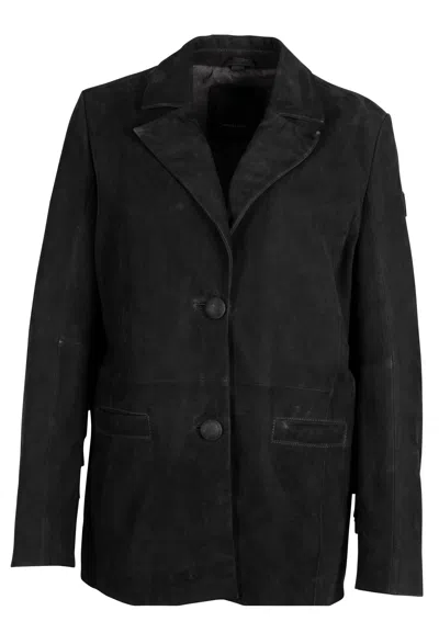 Mauritius Women's Black Fringe Leather Blazer Jacket Tanny