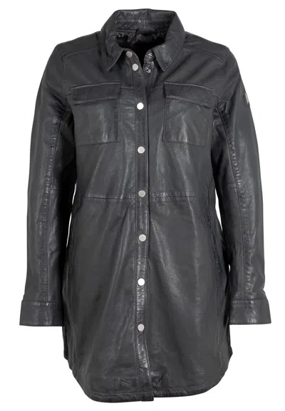 Mauritius Women's Black / Grey Miha Leather Jacket, Anthra In Black/grey