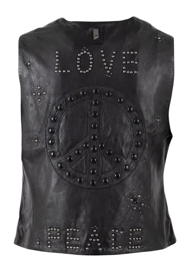 Mauritius Women's Black Harmony Rf Leather Vest