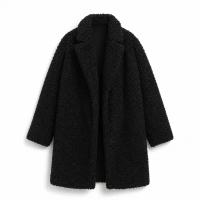 Mauritius Women's Black Oversized Textile Coat – Cozy Relaxed Fit Nindy
