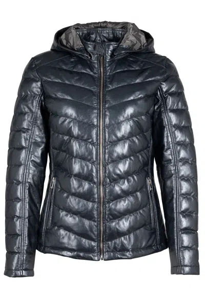 Mauritius Women's Blue Corbin Cf Leather Jacket, Anthra