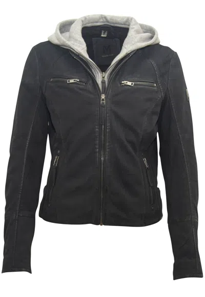 MAURITIUS WOMEN'S BLUE LISA RF LEATHER JACKET, INDIGO