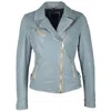 Mauritius Women's Blue Sofia Rf Leather Jacket, Winter Sky In Blue