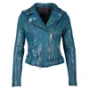 Mauritius Women's Blue Wild Rf Leather Jacket, Teal In Blue