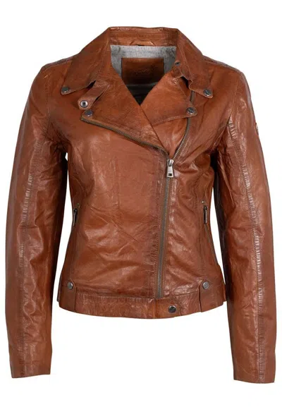 Mauritius Women's Brown Fayola Rf Leather Jacket, Cognac