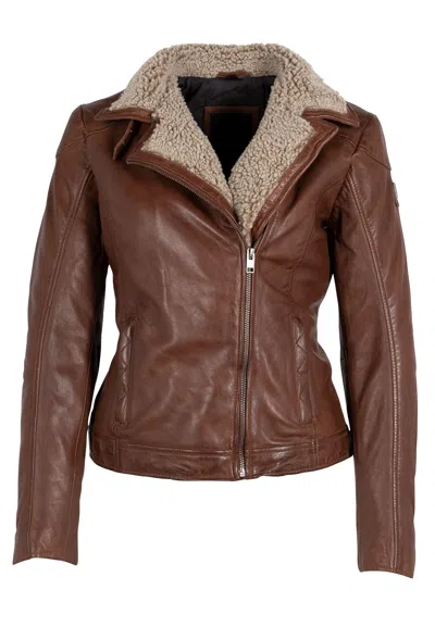 Mauritius Women's Brown Jenja Cf Leather Jacket, Cognac