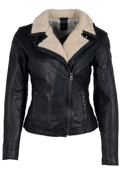 Mauritius Women's Brown Jenja Cf Leather Jacket, Navy