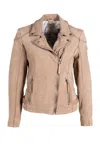 Mauritius Women's Brown Karyn Rf Leather Jacket, Sand In Brown