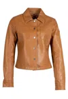 Mauritius Women's Brown Lefei Cf Leather Jacket, Camel In Brown