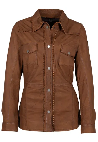 Mauritius Women's Brown Melodee Rf Leather Jacket, Cognac